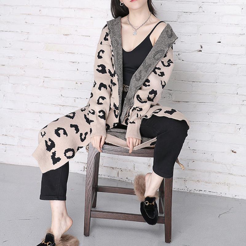 New Leopard Casual Knitting Cardigan Overcoats-STYLEGOING