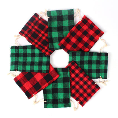 Red&Green Cotton Christmas Gift Bags 50pcs/Set