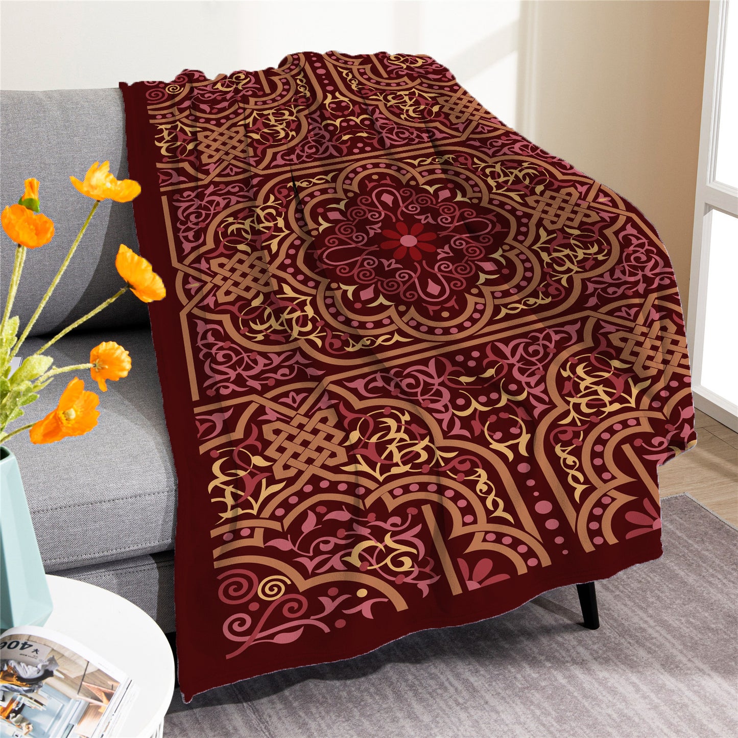 Vintage Boho Fleece Throw Blankets