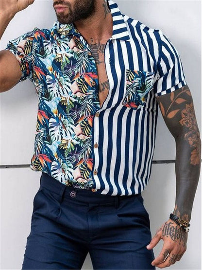 Summer Beach Striped Men's Short Sleeves T Shirts