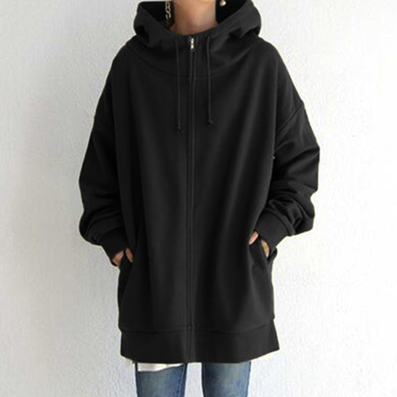 Women Plus Sizes Zipper Velvet Hoodies