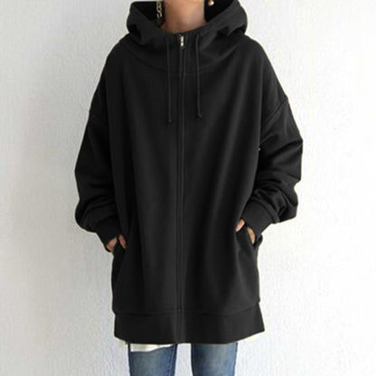 Women Plus Sizes Zipper Velvet Hoodies