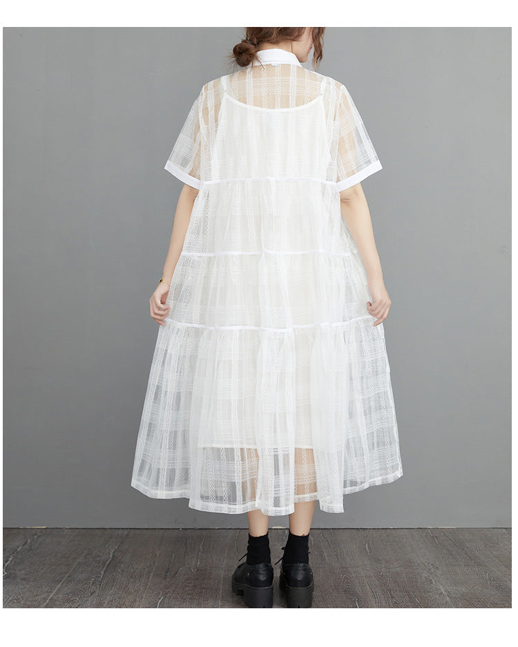 Summer Fairy Organza Plus Sizes 2pcs Shirts Dresses