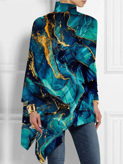Elegant High Neck Women Long Sleeves T Shirts