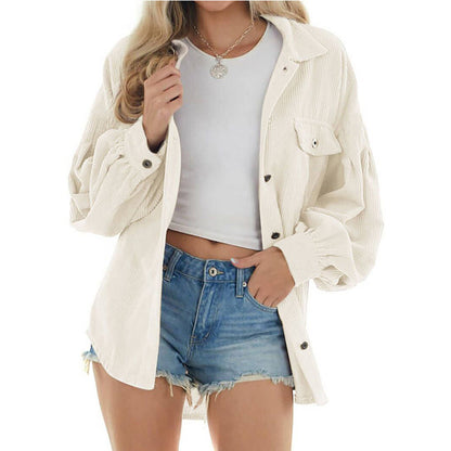 Casual Corduroy Long Sleeves Fall Shirts