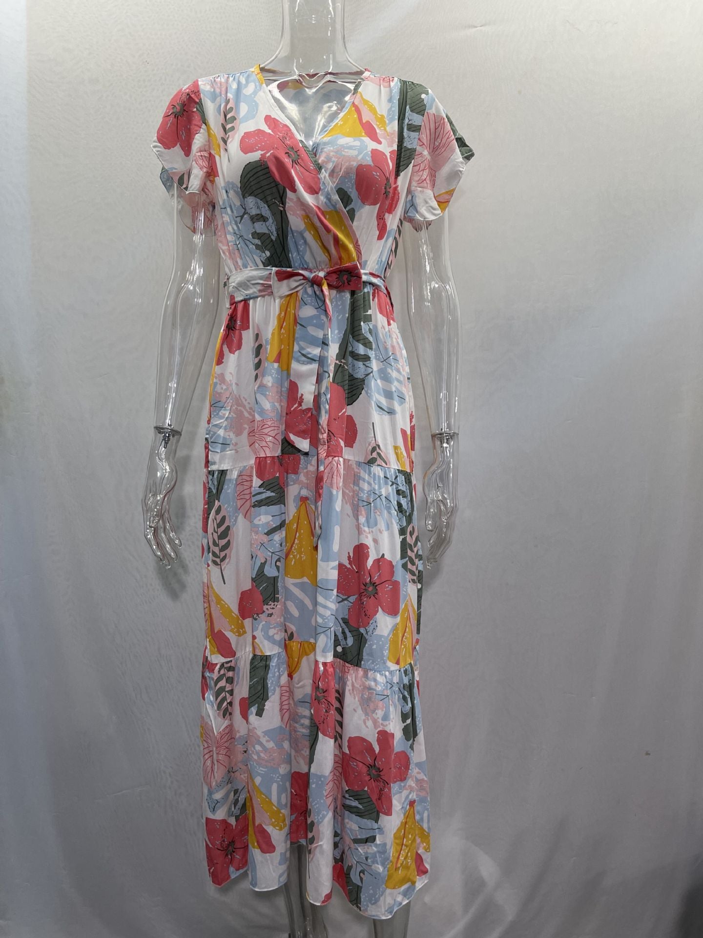 Casual Summer Floral Print Short Sleeves Women Dresses