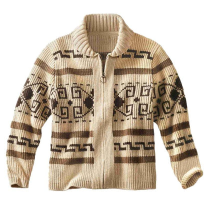 Men Zipper Turnover Collar Cardigan Sweaters for Winter-STYLEGOING