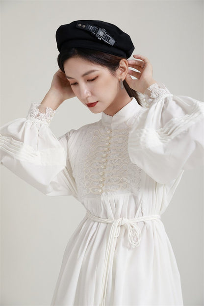 Luxury White Embroidery Fall Women Mini Dresses