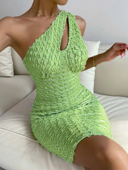 Sexy Green One Shoulder Sheath Dresses