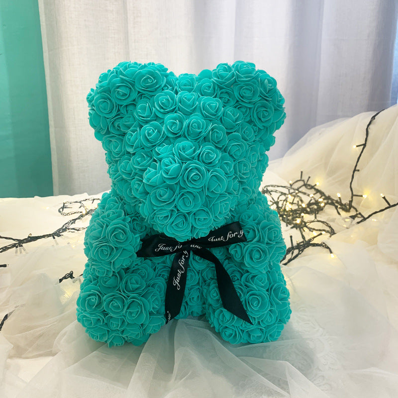 Valentine's Gift Preserved Flowers Rose Bear 25cm