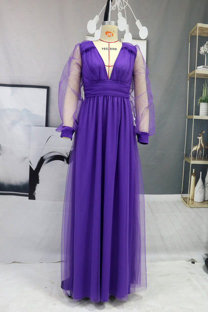 Elegant Purple Long Sleeves Party Dresses for Women