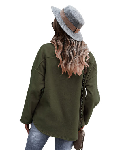 Casual Women Velvet Long Sleeves Overcoats
