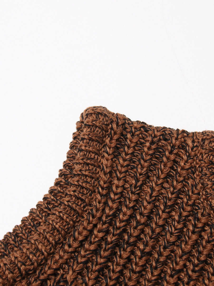 Vintage Brown Knitted Tank Top Vest for Women