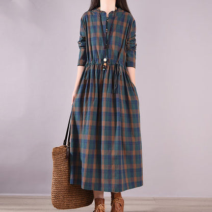 Vintage 80s Linen Drawstring Plus Sizes Long Dresses