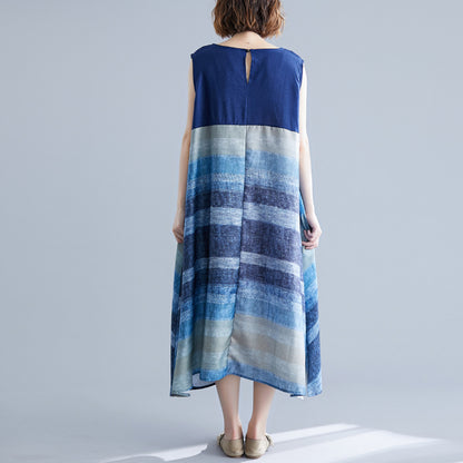 Blue Sleeveless Long Cozy Dresses
