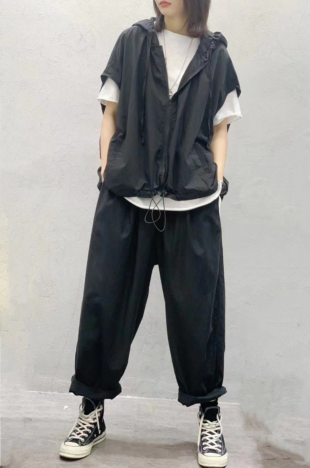 Women Linen Drawstring Leisure Fall Jacket-STYLEGOING