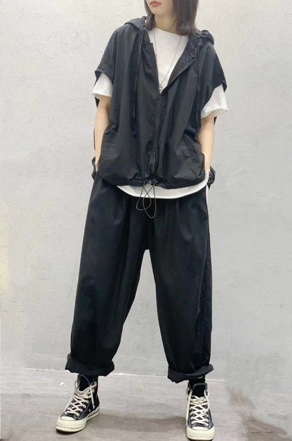 Women Linen Drawstring Leisure Fall Jacket-STYLEGOING