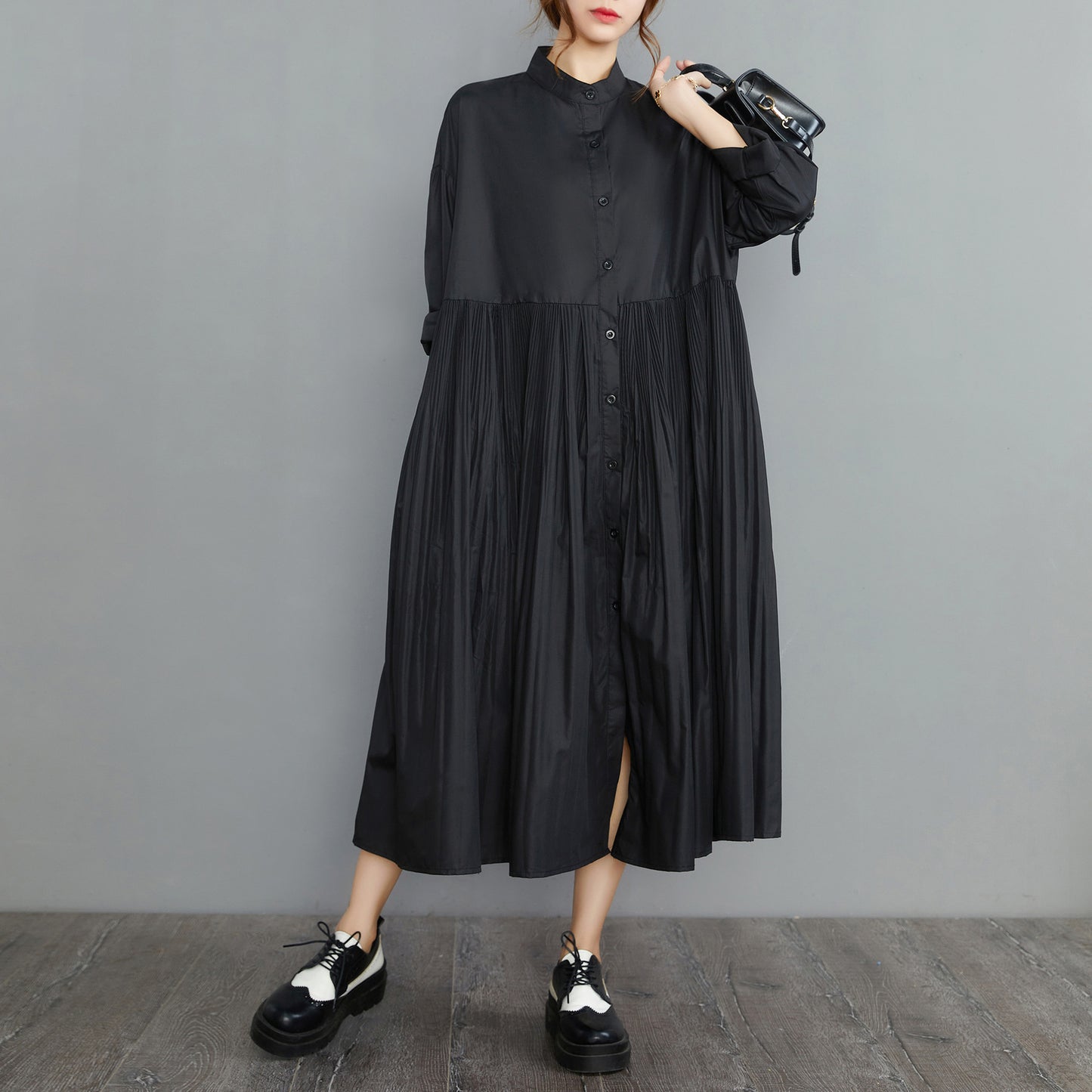Vintage Stand Collar Plus Sizes Fall Shirts Dresses