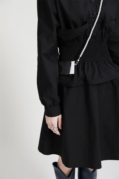 Women Ruffled Slim Waist Long Sleeves Fall Dresses