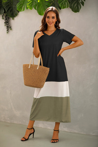 Summer Women Short Sleeves Long Maxi Dresses-STYLEGOING