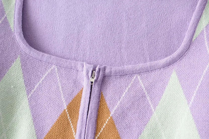 Elegant Midriff Baring Short Tops and Mini Knitting Skirts