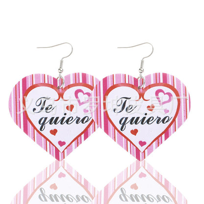 3pcs/Set Pu Leather Sweetheart Design Pink Earrings for Women