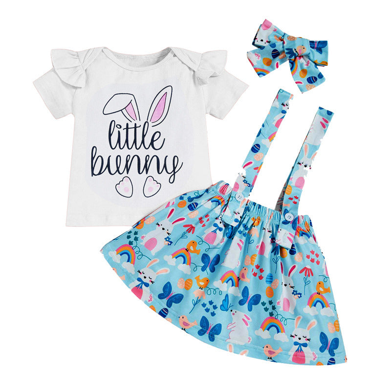 Easter Day Summer Girls Dresses Withe Letter&rabbit Design