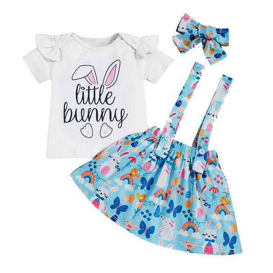Easter Day Summer Girls Dresses Withe Letter&rabbit Design