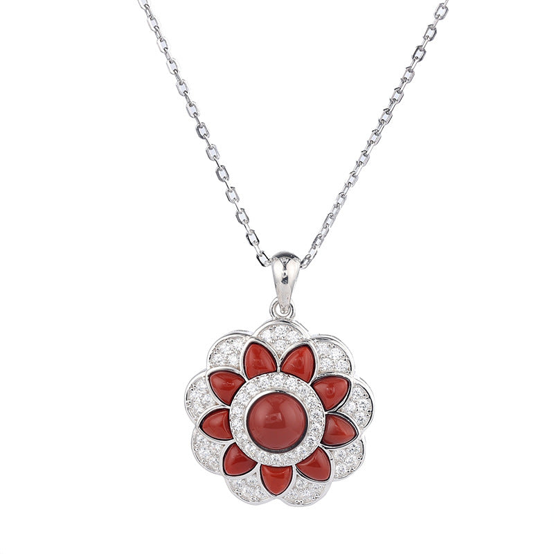 Fashion Sterling Silver Turquoise Agate Necklace for Women