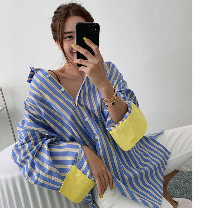 Casual Striped Women Long Sleeves Shirts