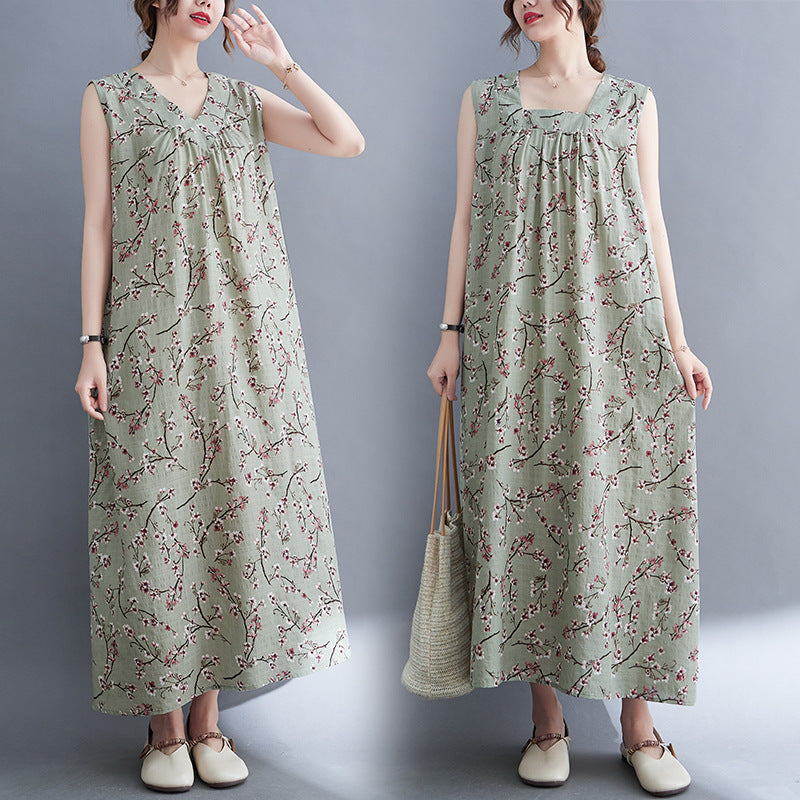Casual Summer Linen Plus Sizes Sleeveless Dresses
