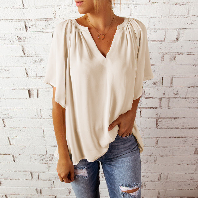 Leisure Summer Chiffon Women Short Sleeves T Shirts