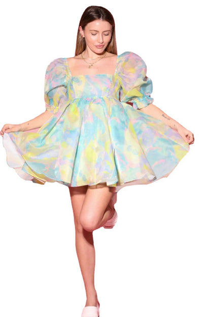 Summer Sexy Square Neckline Women Mini Dresses