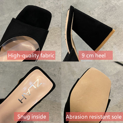 Women Chunky Heels Plus Sizes Slippers