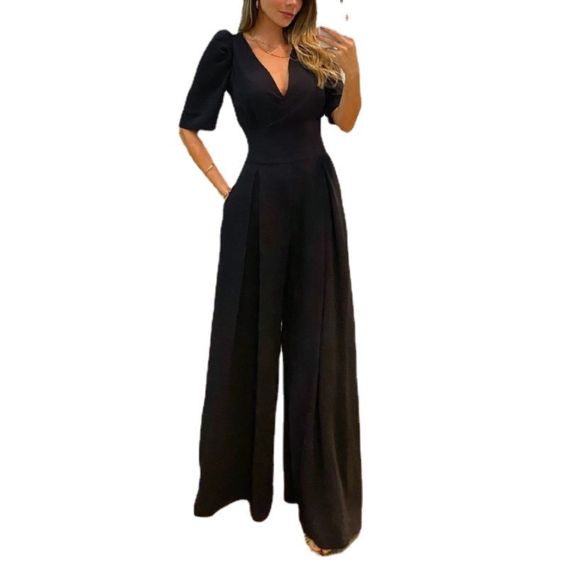 Elegant Belt High Waist Wide Legs Jumpsuits