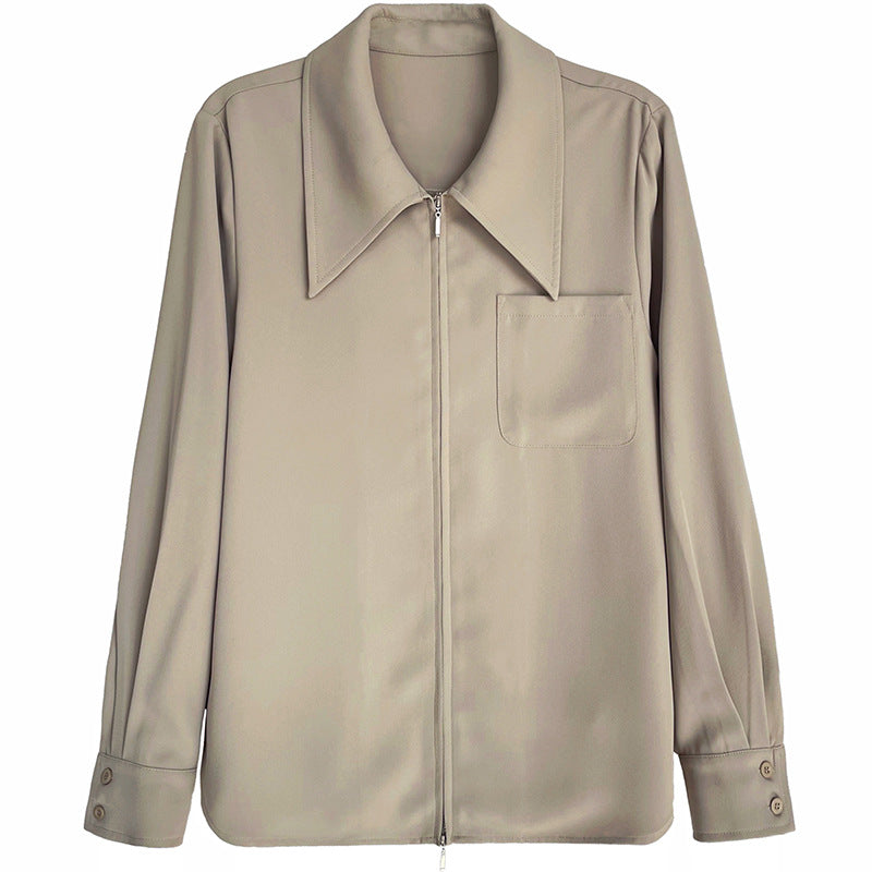 Elegant Designed Zipper Women Long Sleeves Shirts
