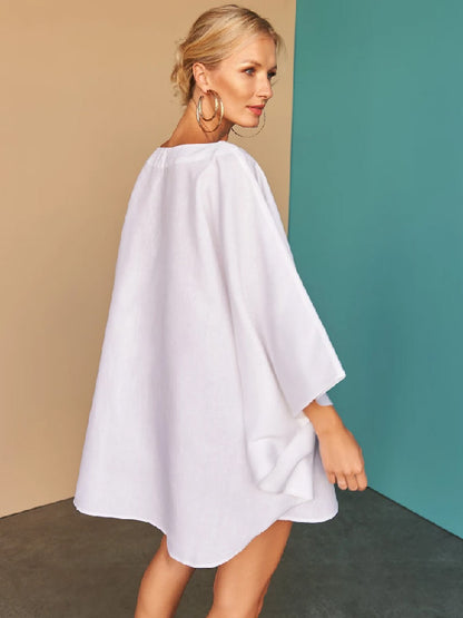 White A Line Mini Bat Dresses