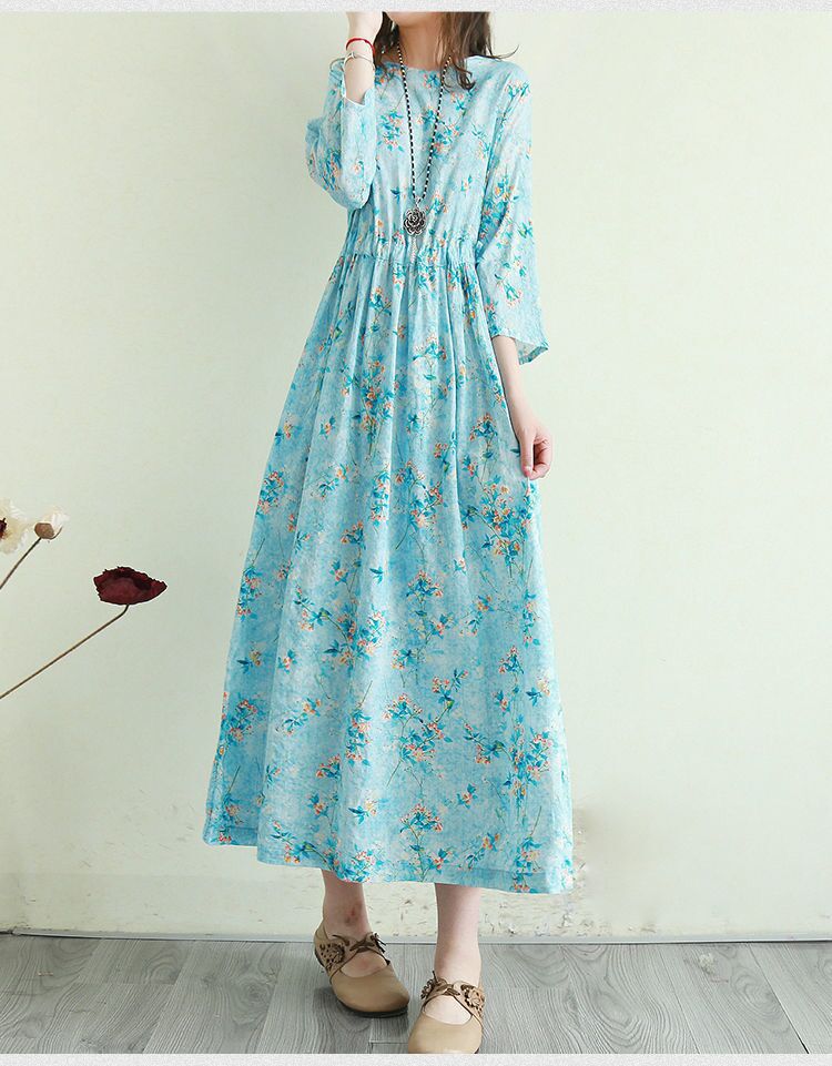 Vintage Cotton Women Plus Sizes Long Dresses