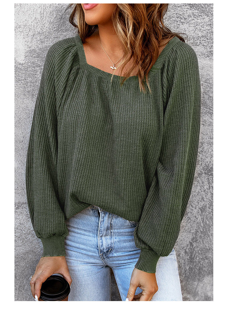 Casual Square Neckline Knitted Women Tops