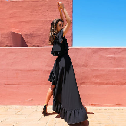 Sexy One Shoulder Irregular Women Summer Dresses