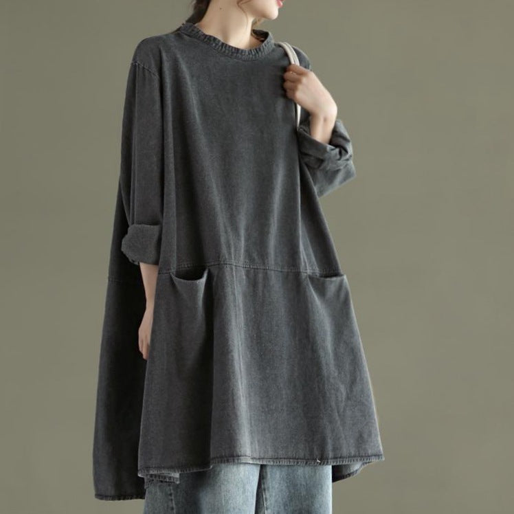 Vintage Plus Sizes Long Sleeves Women Denim Tops