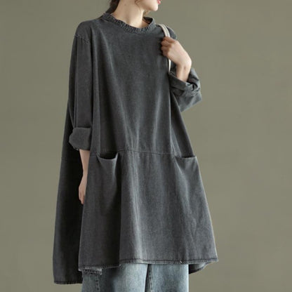 Vintage Plus Sizes Long Sleeves Women Denim Tops
