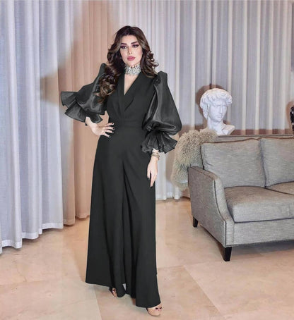 Elegant V Neck Long Sleeves Jumpsuits & Rompers