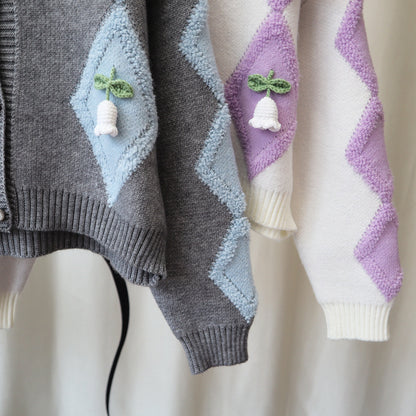 Lovely 3d Flowers Design Knitted Overcoats