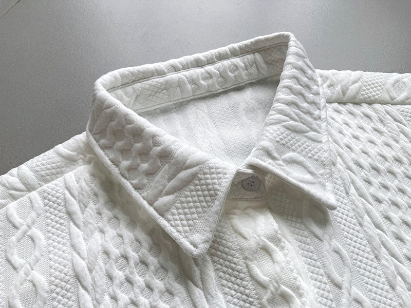 Soft Embossing Flowers Fall Long Sleeves Shirts