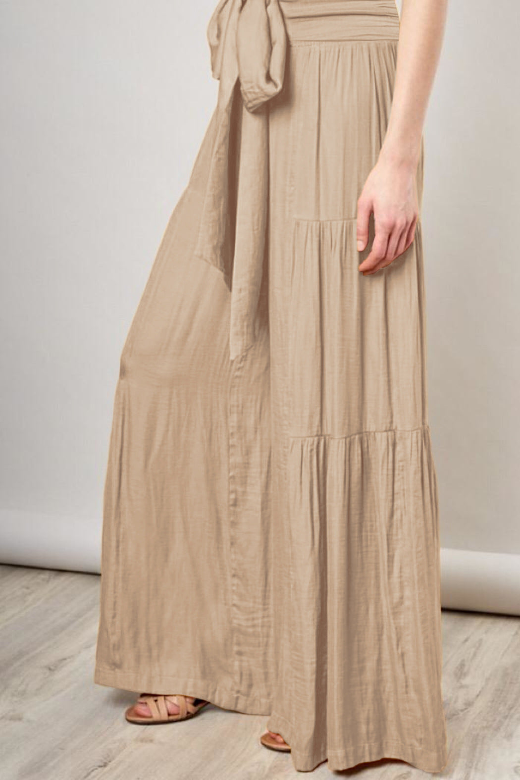 Casual Elastic Waist Wide Legs Pants
