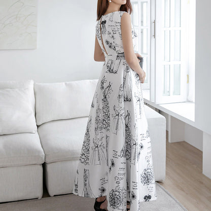 Elegant High Waist Summer Sleeveless Women Long Dresses