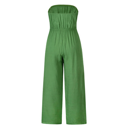 Summer Casual Strapless Backless Women Jumpsuits