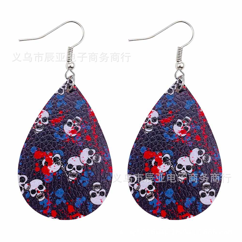 Happy Halloween Skeleton Spider Print Earrings 2 Sets