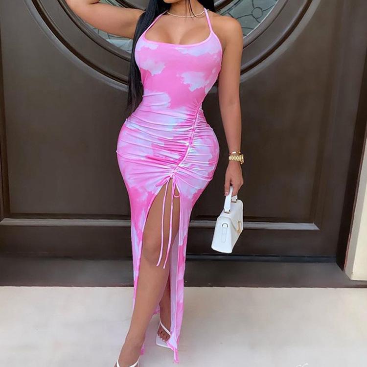 Sexy Summer Halter Sheath Split Front Dresses-STYLEGOING